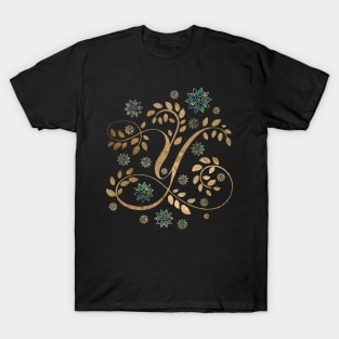 Luxury Golden Calligraphy Monogram with letter Y T-Shirt